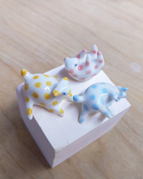 goatPIERROT Ceramic Art Toy [Polka Dot Lamb Trio in Primary Pastel]