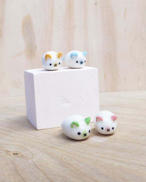 goatPIERROT Ceramic Art Toy [Jellybean Cats in Blue, Pink, Green, and Blue]