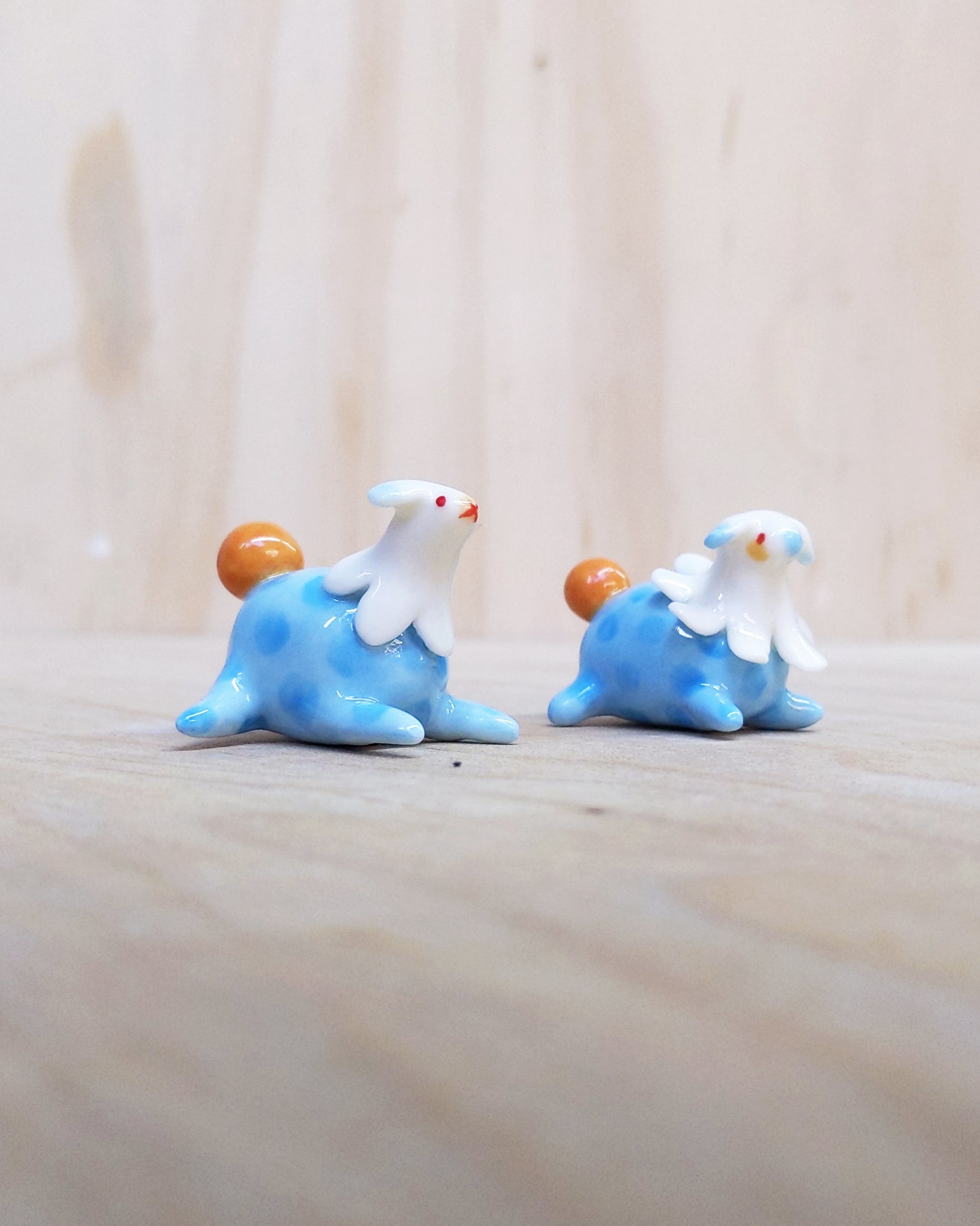 goatPIERROT Ceramic Art Toy [Silly Beasts in Polka Blue]