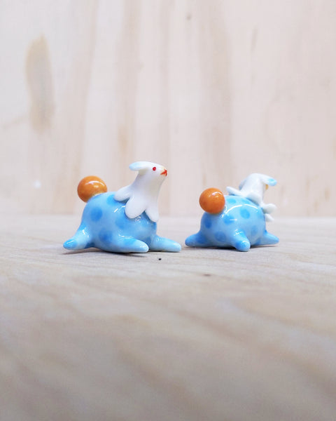 goatPIERROT Ceramic Art Toy [Silly Beasts in Polka Blue]