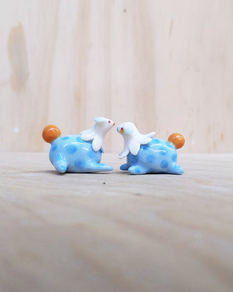 goatPIERROT Ceramic Art Toy [Silly Beasts in Polka Blue]