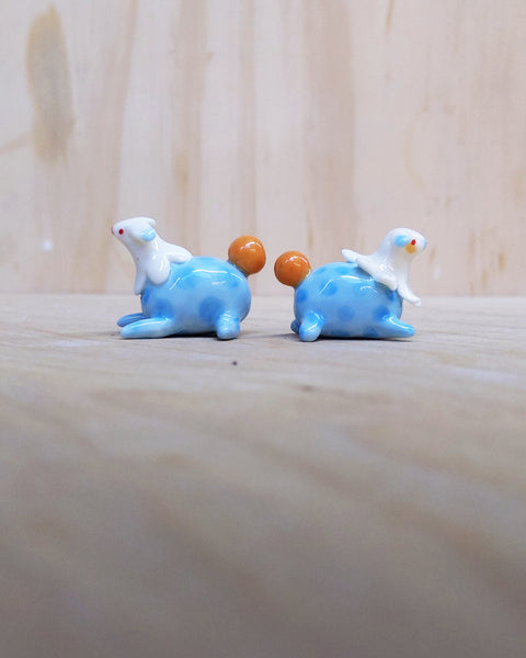 goatPIERROT Ceramic Art Toy [Silly Beasts in Polka Blue]