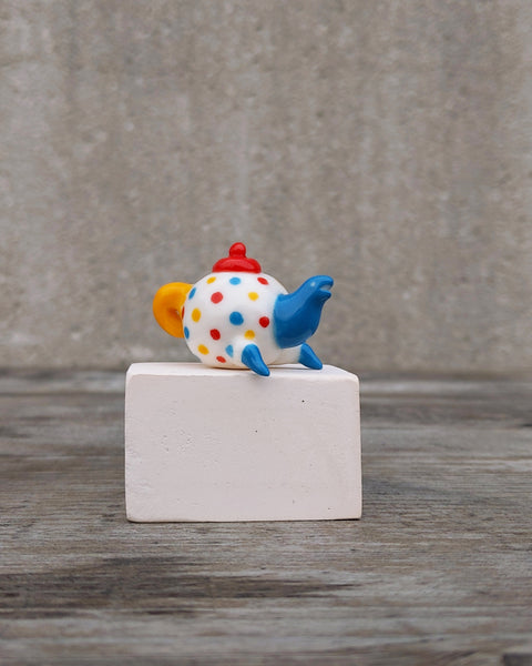 goatPIERROT Ceramic Art Toy [Teahorse in Primary Polka Dot]