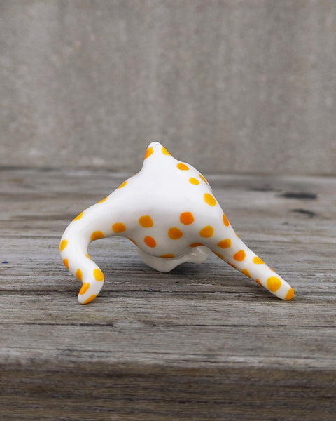 goatPIERROT Ceramic Art Toy [24.052: Polka Pajama Pierrot in Blue and Citrus]