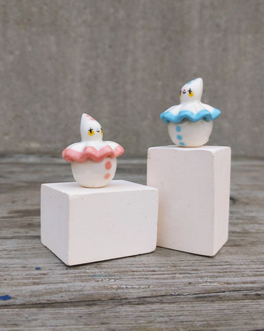 goatPIERROT Ceramic Art Toy [Birbauble BB24.064 + BB24.065: Pink and Blue Pierrot Birbaubles, listed individually]