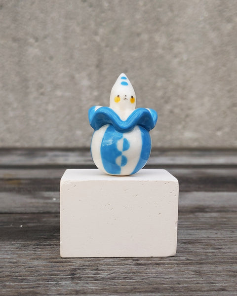 goatPIERROT Ceramic Art Toy [25.018: Pierrot Birbauble Blue Stripe]