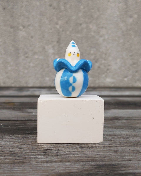 goatPIERROT Ceramic Art Toy [25.018: Pierrot Birbauble Blue Stripe]