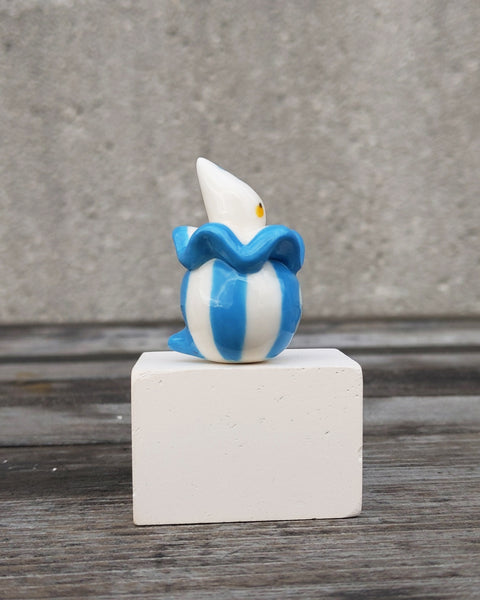 goatPIERROT Ceramic Art Toy [25.018: Pierrot Birbauble Blue Stripe]