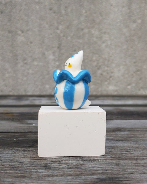 goatPIERROT Ceramic Art Toy [25.018: Pierrot Birbauble Blue Stripe]