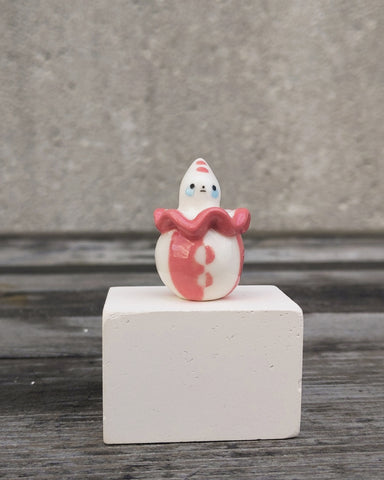 goatPIERROT Ceramic Art Toy [25.019: Pierrot Birbauble Pink Stripe]