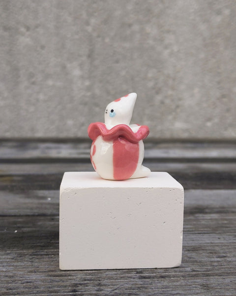 goatPIERROT Ceramic Art Toy [25.019: Pierrot Birbauble Pink Stripe]