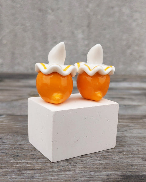 goatPIERROT Ceramic Art Toy [25.011+012: Orange Pierrot Birbauble Duo, Set of Two]