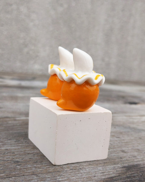 goatPIERROT Ceramic Art Toy [25.011+012: Orange Pierrot Birbauble Duo, Set of Two]