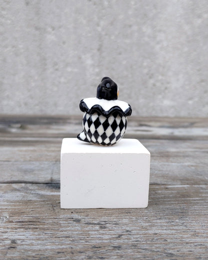 goatPIERROT Ceramic Art Toy [25.020: Arlecchimiao in Black and White