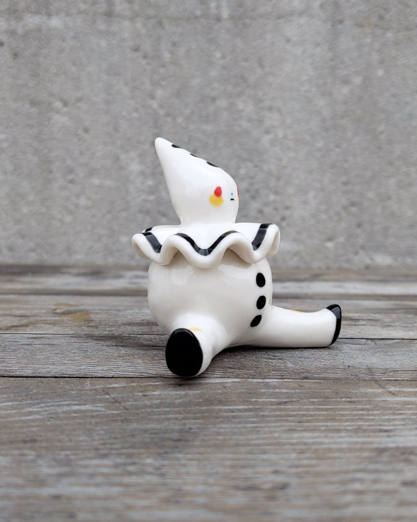 goatPIERROT Ceramic Art Toy [25.030: Large Chub Pierrot Tinybirdman, Minor Flaws]