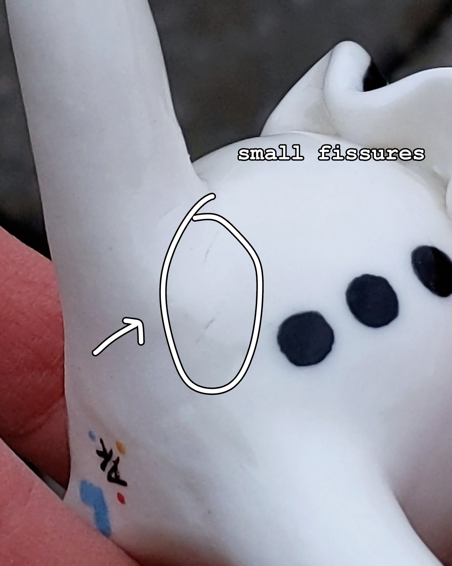 goatPIERROT Ceramic Art Toy [25.030: Large Chub Pierrot Tinybirdman, Minor Flaws]