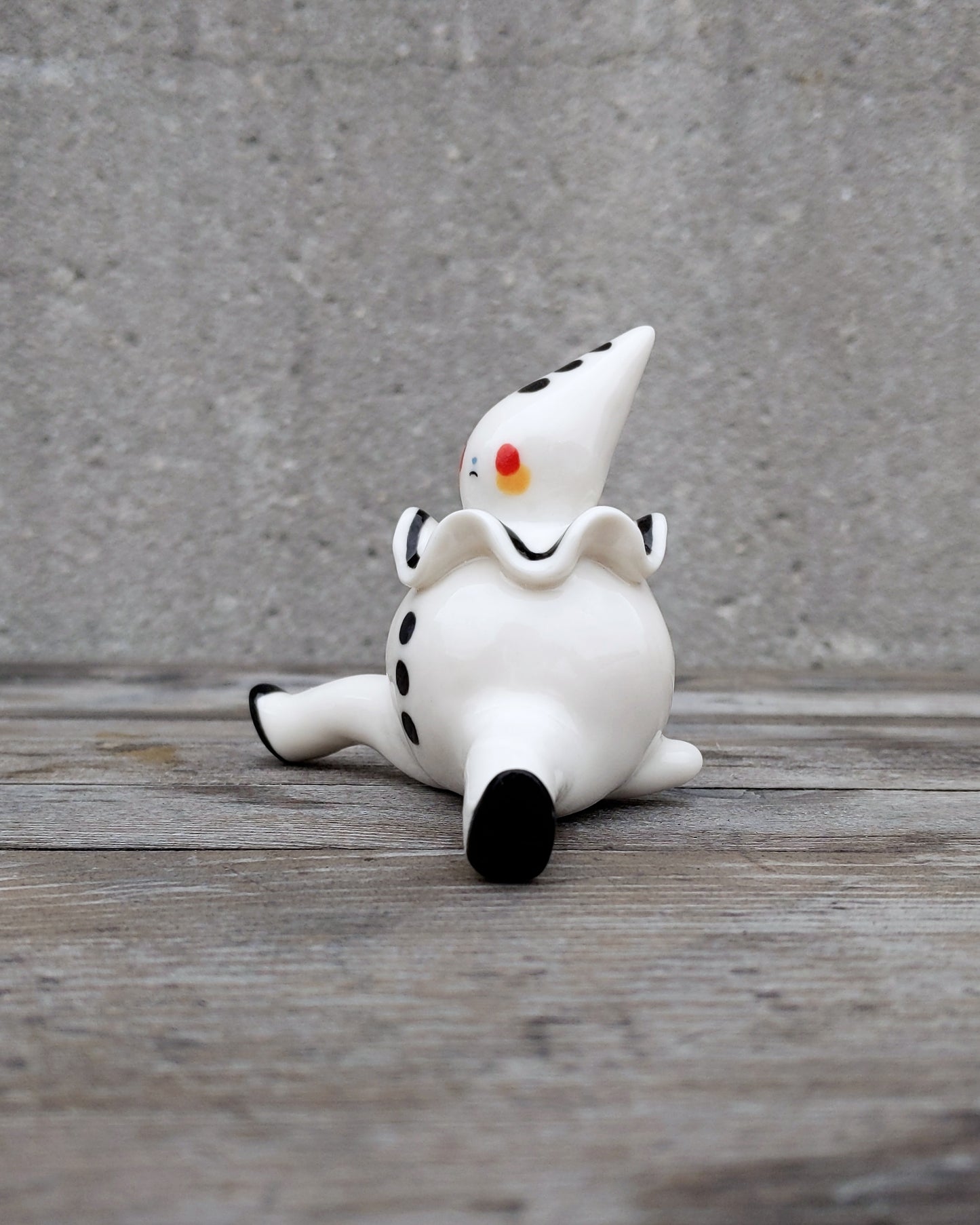 goatPIERROT Ceramic Art Toy [25.031: Large Pierrot Tinybirdman, Flawed Second]