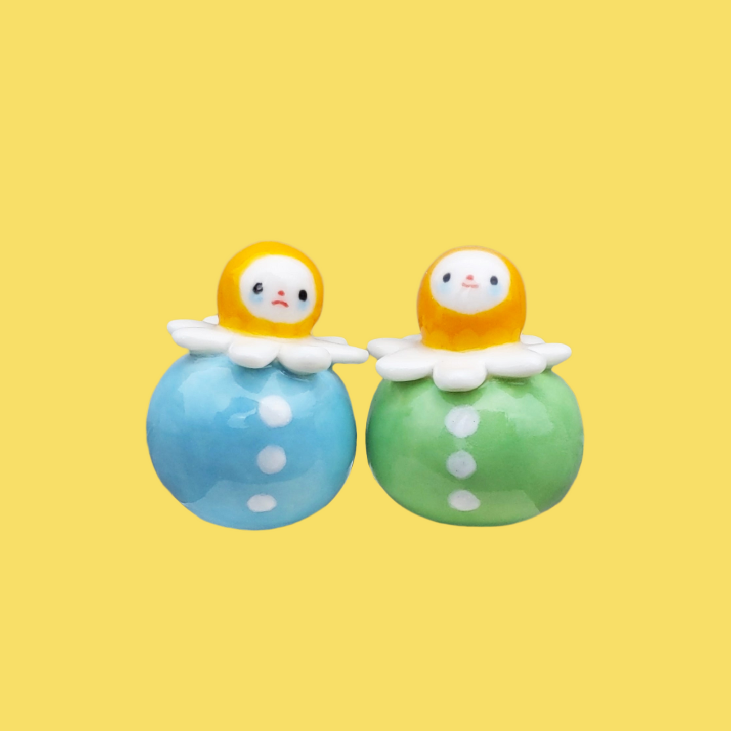 goatPIERROT Ceramic Art Toy [25.028 + 25.029: Chamomile Birbauble Duo, Set of Two]