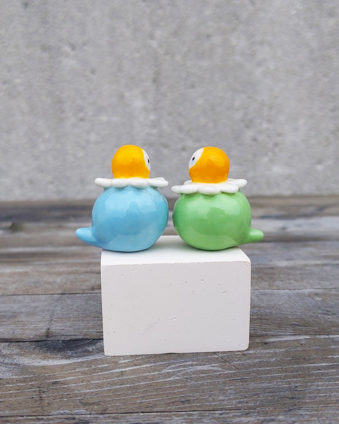 goatPIERROT Ceramic Art Toy [25.028 + 25.029: Chamomile Birbauble Duo, Set of Two]