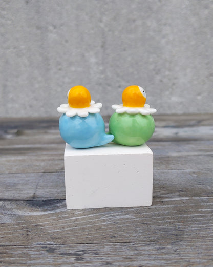 goatPIERROT Ceramic Art Toy [25.028 + 25.029: Chamomile Birbauble Duo, Set of Two]