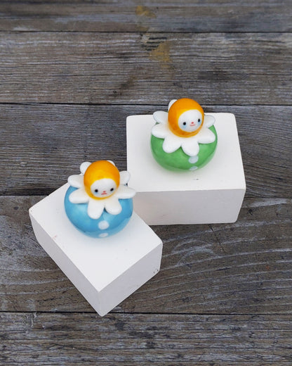 goatPIERROT Ceramic Art Toy [25.028 + 25.029: Chamomile Birbauble Duo, Set of Two]