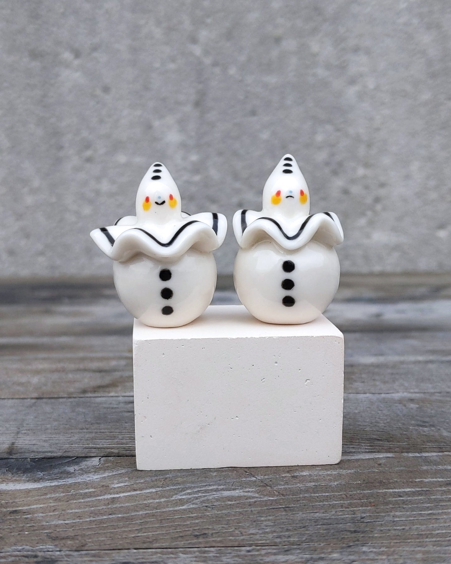 goatPIERROT Ceramic Art Toy [25.026 + 25.027: Pierrot Birbauble Duo, Set of Two]