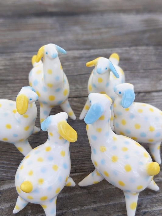 goatPIERROT Ceramic Art Toy [Blue and Yellow Camelopards, Standing]