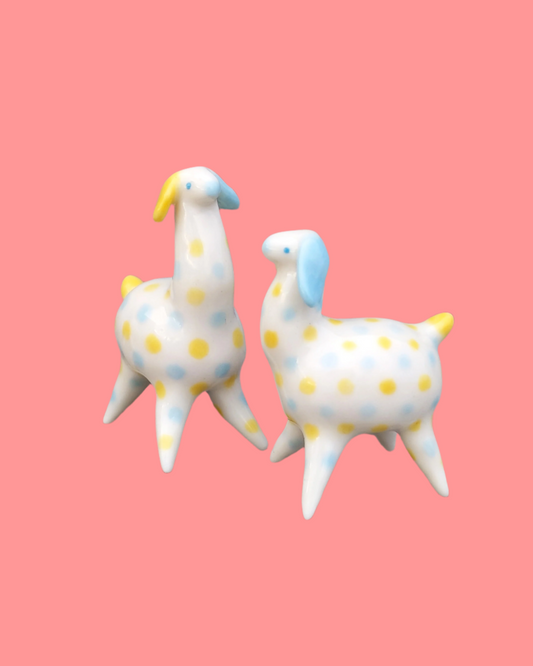 goatPIERROT Ceramic Art Toy [Blue and Yellow Camelopards, Standing]