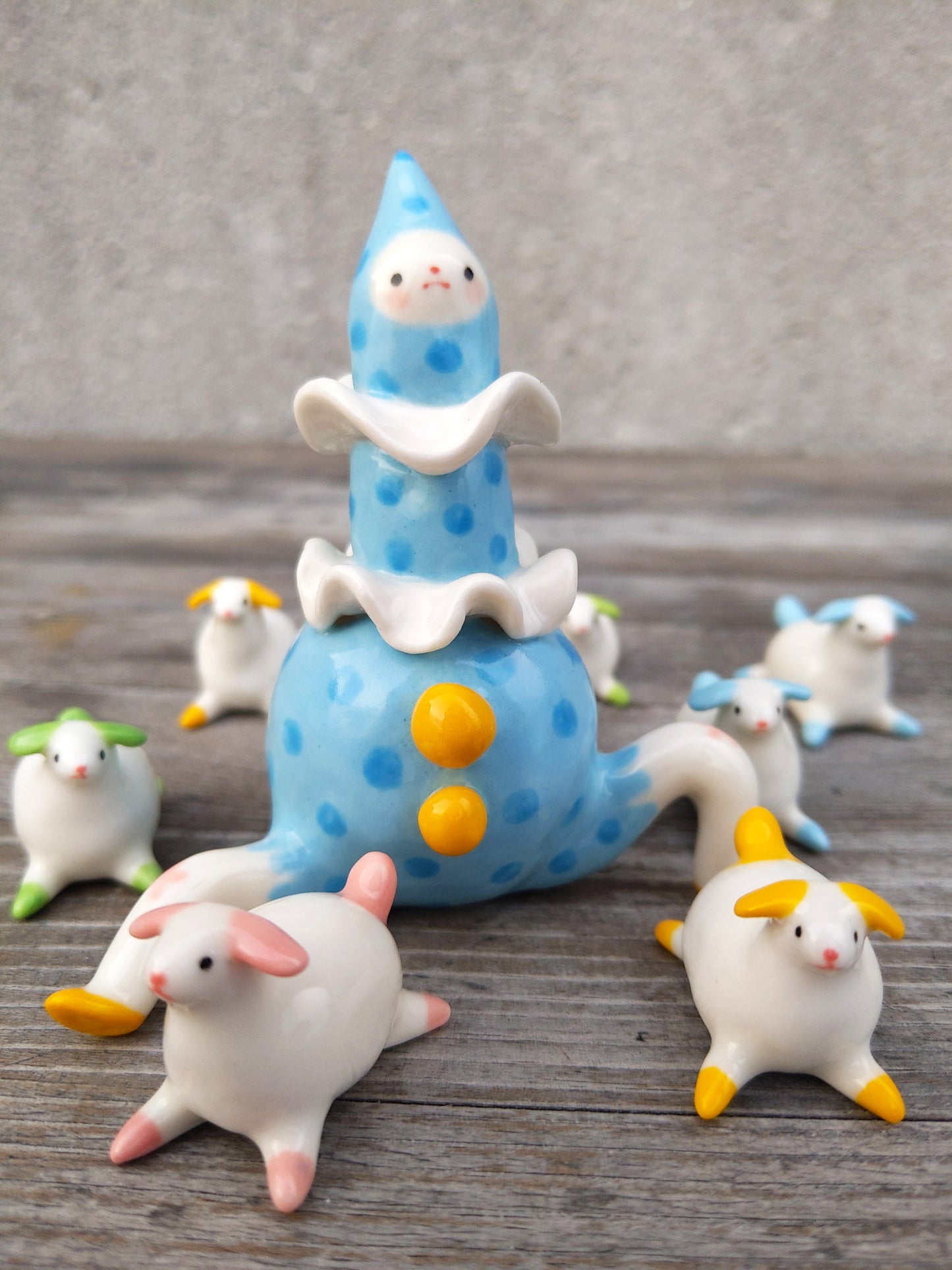 goatPIERROT Ceramic Art Toy [Pupnubbins: Doing a Sploot]
