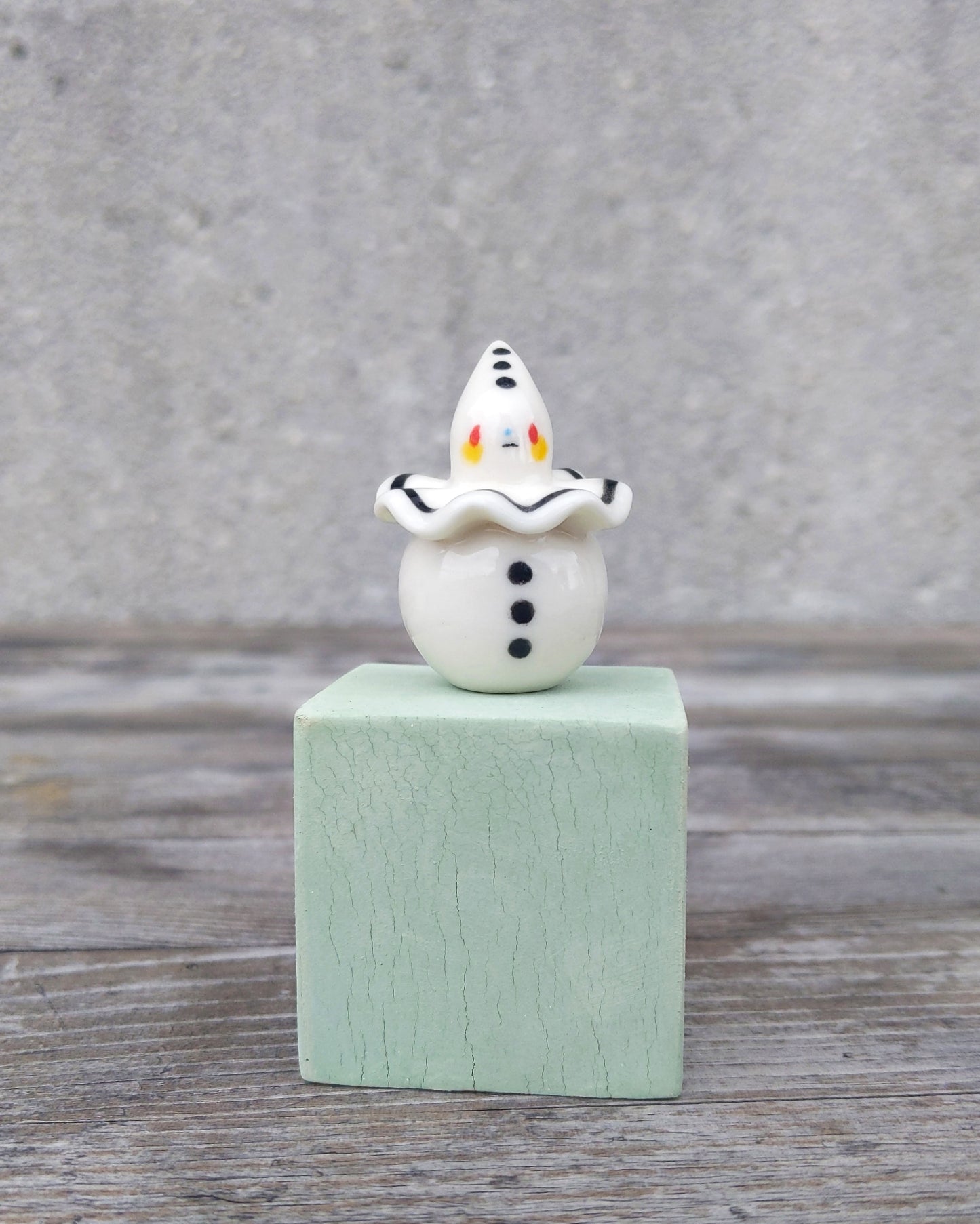 goatPIERROT Ceramic Art Toy [25.037: Pierrot Birbauble with Yellow Heart Butt]