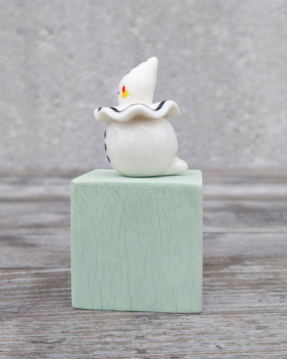 goatPIERROT Ceramic Art Toy [25.037: Pierrot Birbauble with Yellow Heart Butt]