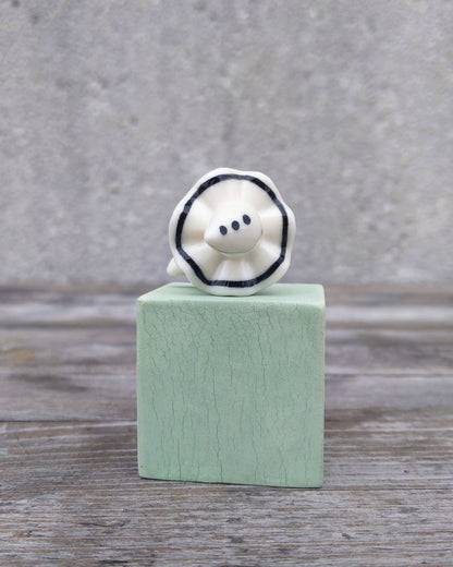goatPIERROT Ceramic Art Toy [25.037: Pierrot Birbauble with Yellow Heart Butt]