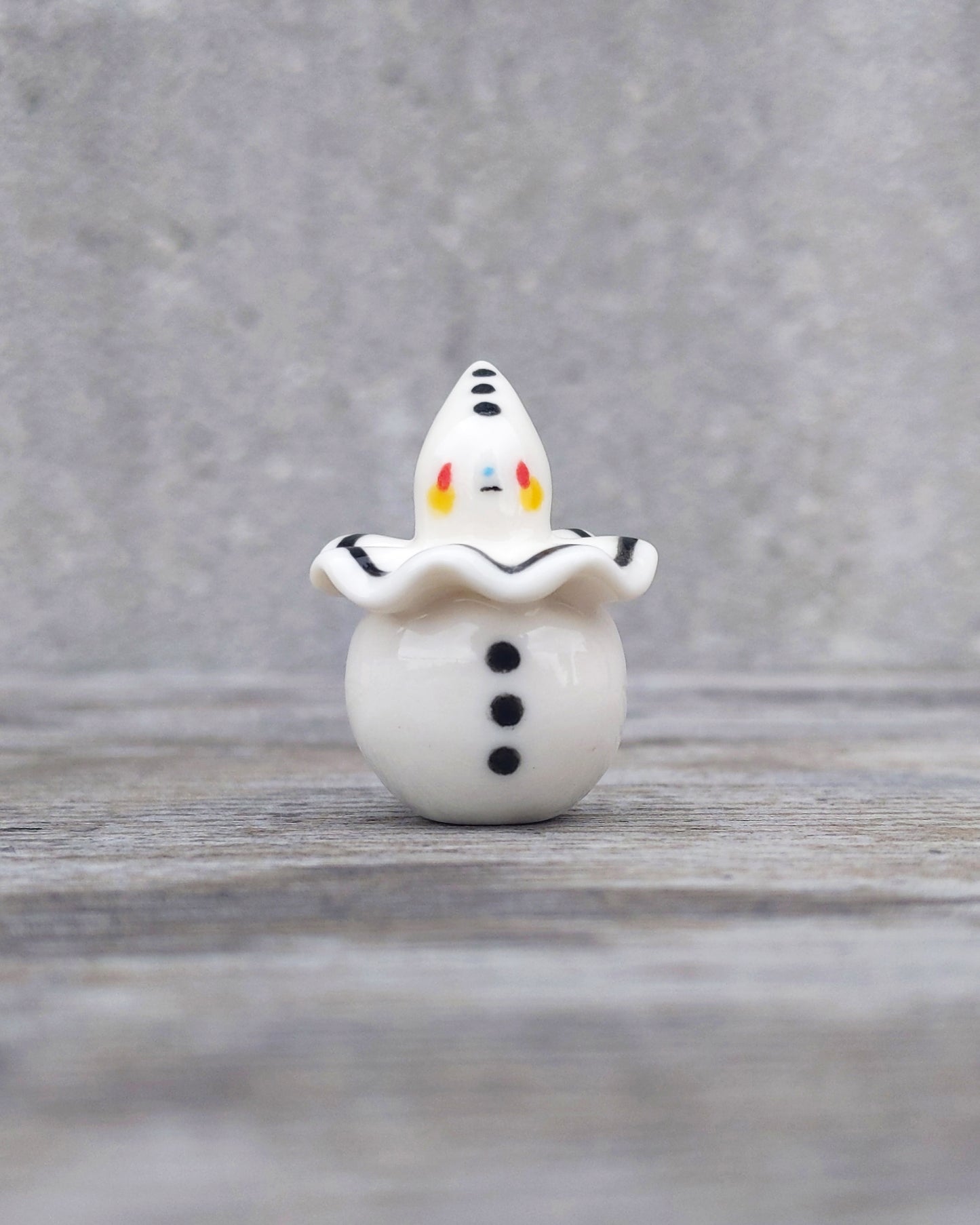 goatPIERROT Ceramic Art Toy [25.037: Pierrot Birbauble with Yellow Heart Butt]