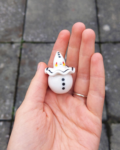 goatPIERROT Ceramic Art Toy [25.037: Pierrot Birbauble with Yellow Heart Butt]