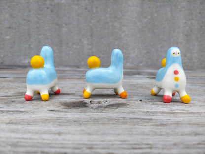 goatPIERROT Ceramic Art Toy [25.043 - 25.044: Tinybirdhorse in Blue, Listed Individually]