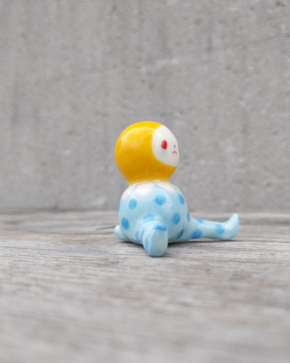 goatPIERROT Ceramic Art Toy [25.043: Daisy Pajama Bobblenoggin Tinybirdman]