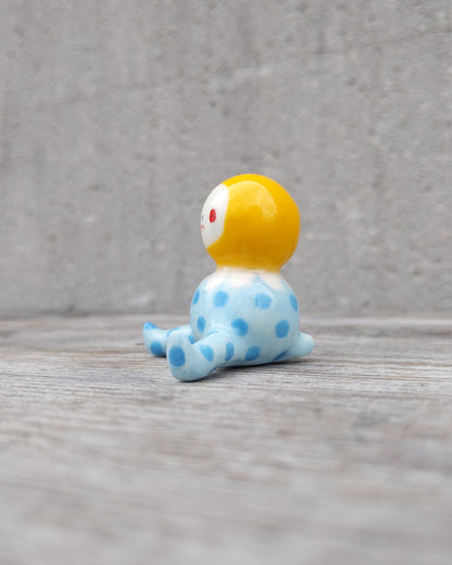 goatPIERROT Ceramic Art Toy [25.043: Daisy Pajama Bobblenoggin Tinybirdman]