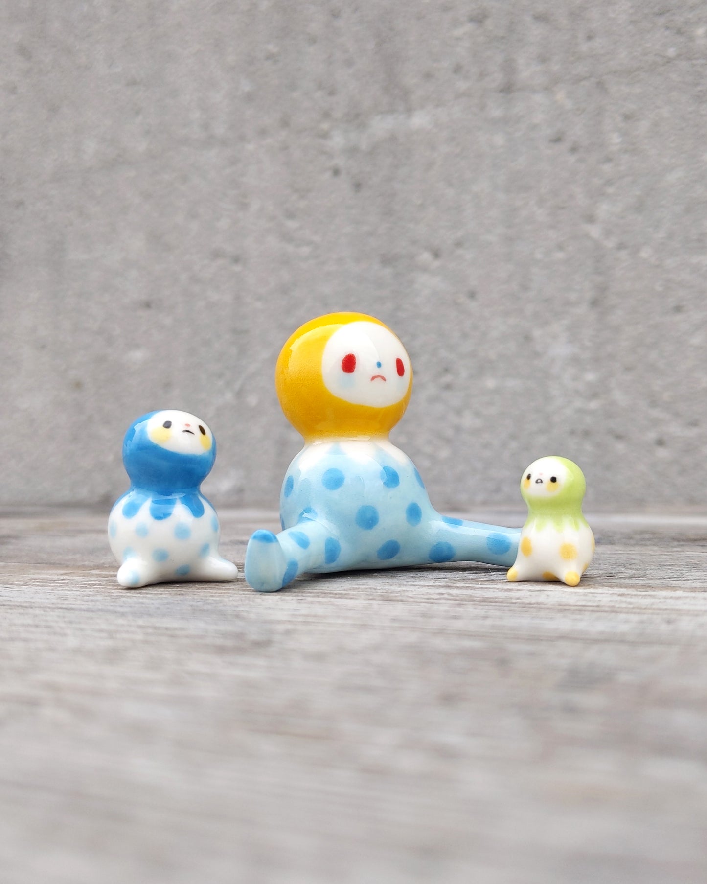 goatPIERROT Ceramic Art Toy [25.043: Daisy Pajama Bobblenoggin Tinybirdman]