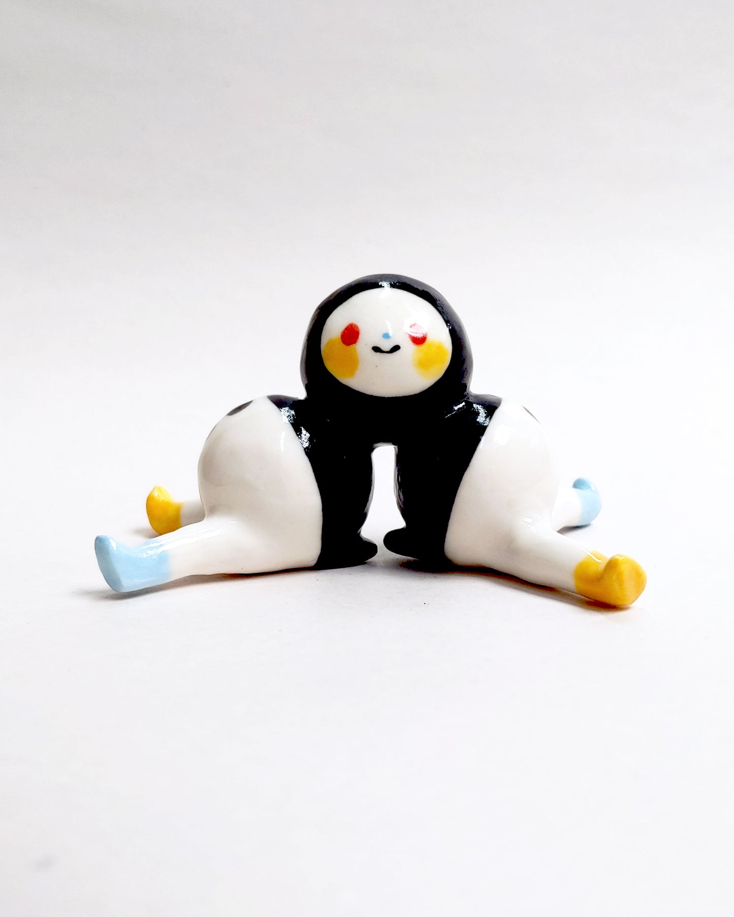goatPIERROT Ceramic Art Toy [25.053: Two-Faced Two-Bodied Tinybirdman, 4.5 cm tall]