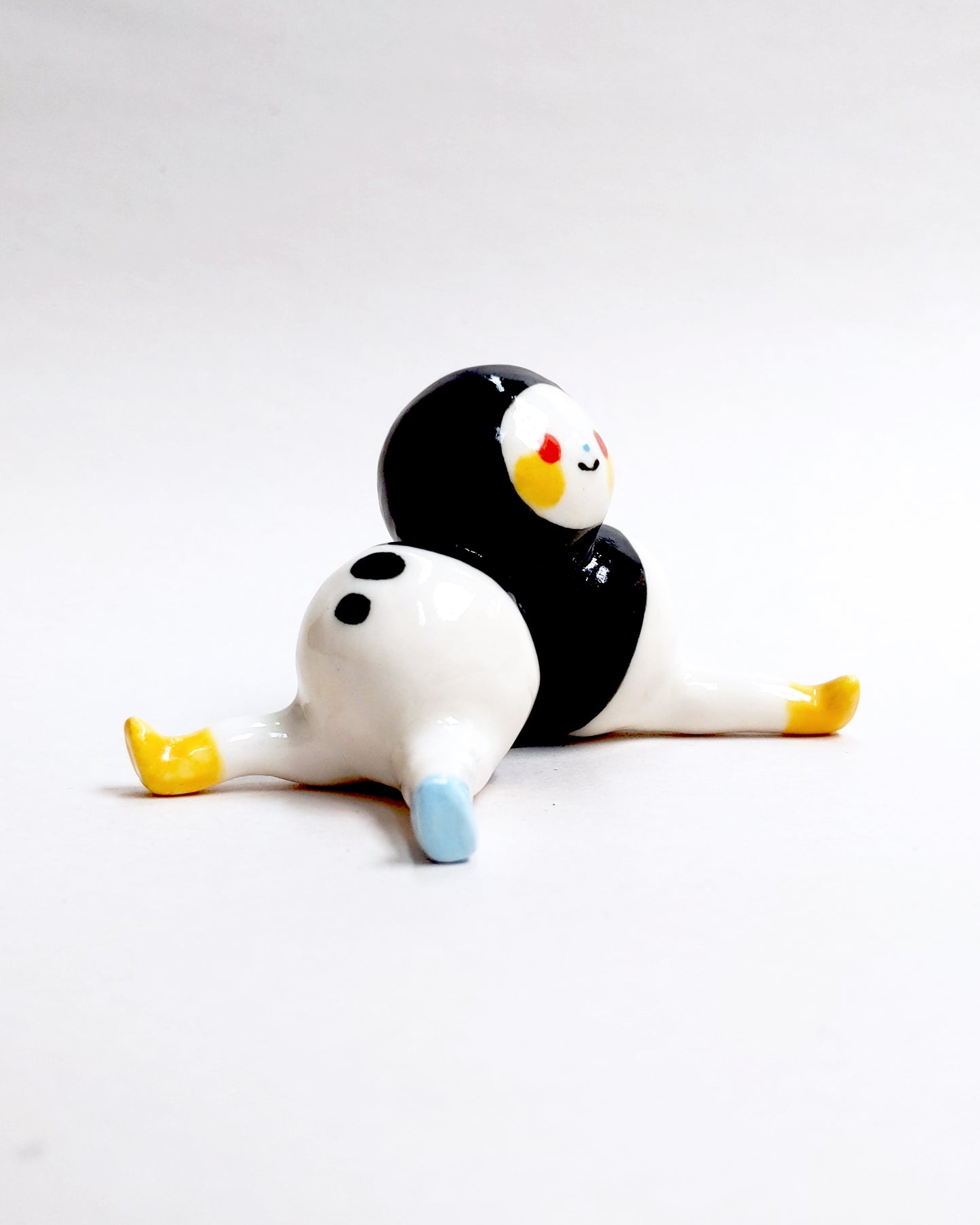 goatPIERROT Ceramic Art Toy [25.053: Two-Faced Two-Bodied Tinybirdman, 4.5 cm tall]
