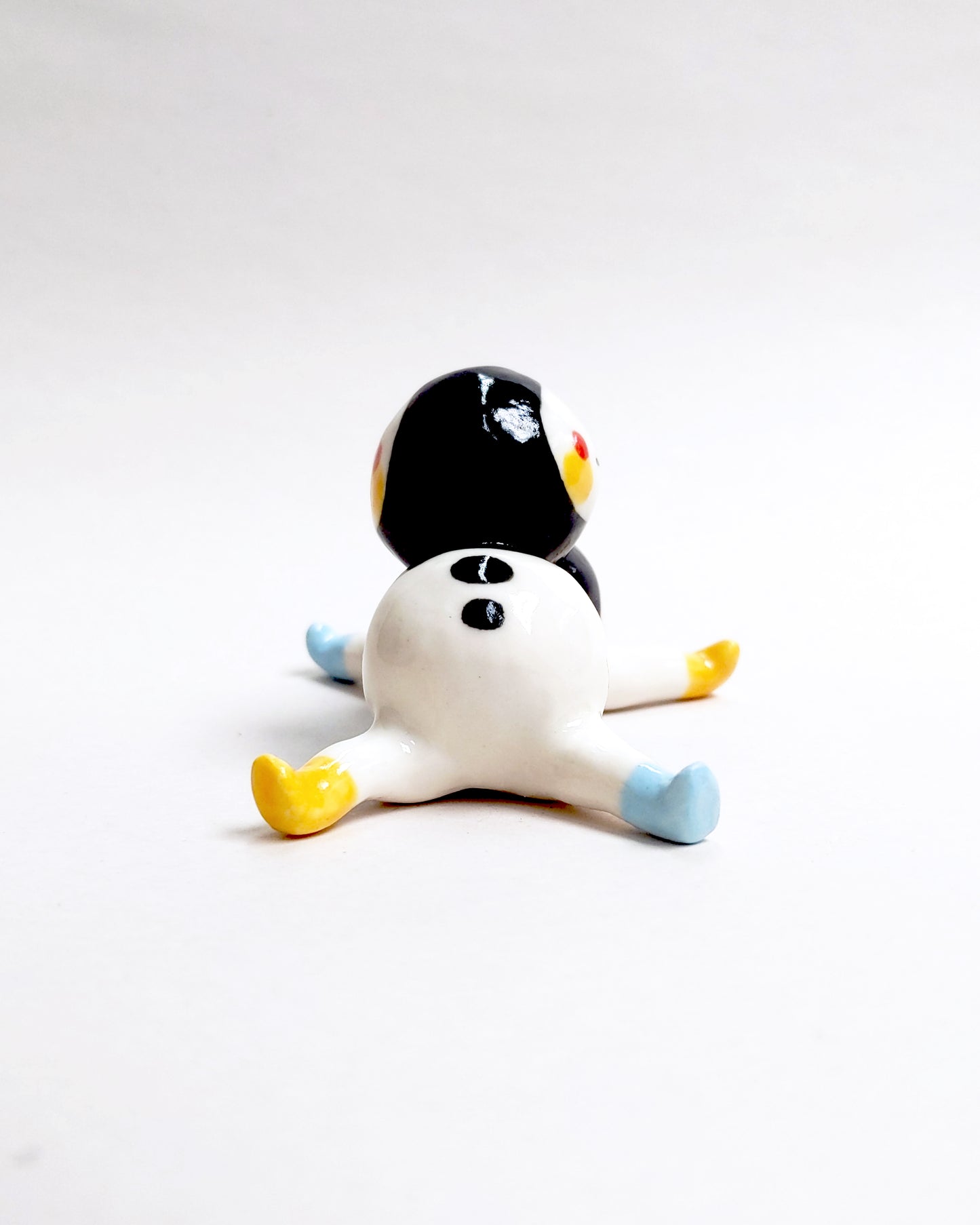 goatPIERROT Ceramic Art Toy [25.053: Two-Faced Two-Bodied Tinybirdman, 4.5 cm tall]