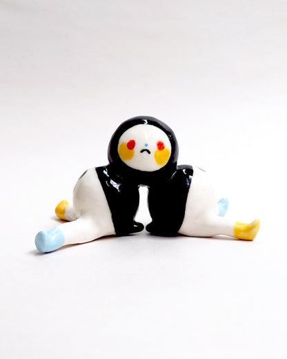 goatPIERROT Ceramic Art Toy [25.053: Two-Faced Two-Bodied Tinybirdman, 4.5 cm tall]