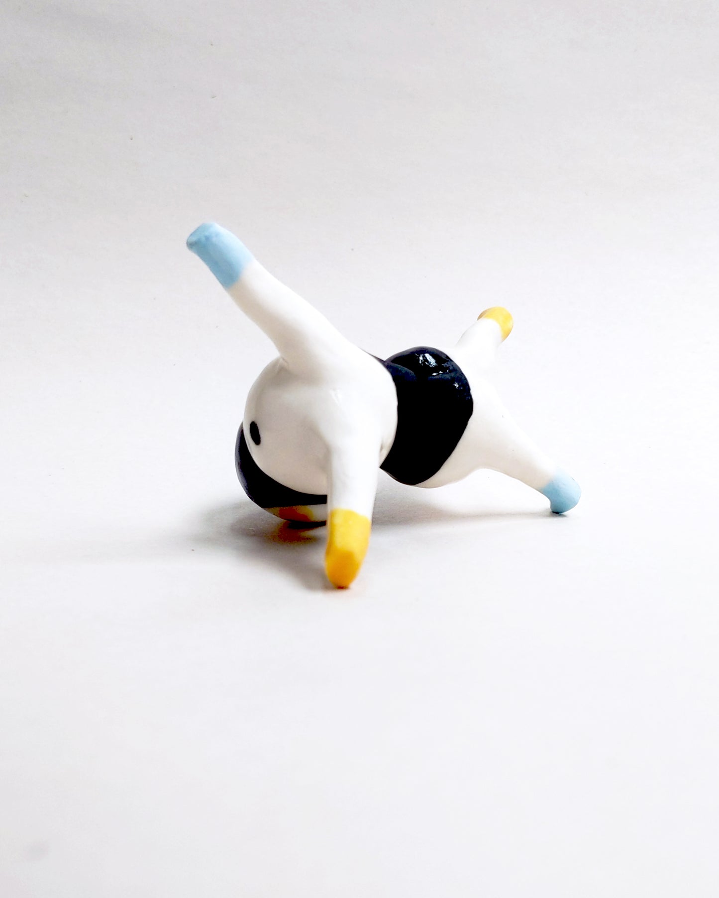goatPIERROT Ceramic Art Toy [25.053: Two-Faced Two-Bodied Tinybirdman, 4.5 cm tall]