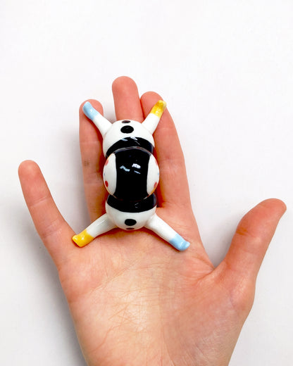 goatPIERROT Ceramic Art Toy [25.053: Two-Faced Two-Bodied Tinybirdman, 4.5 cm tall]