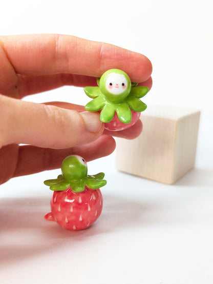 goatPIERROT Ceramic Art Toy [Strawberry Birbaubles, 1.25" tall, Listed Individually]