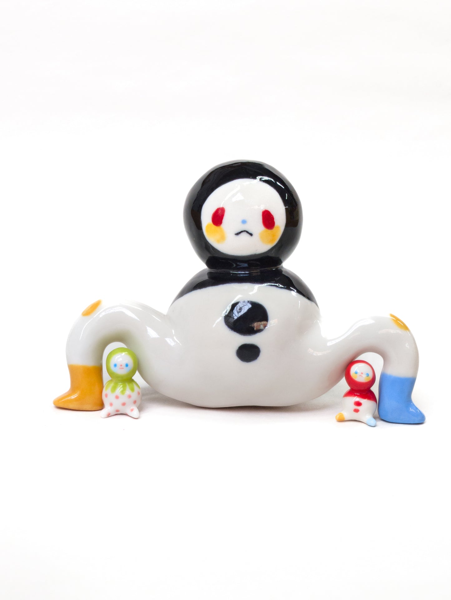 goatPIERROT Ceramic Art Toy [Mega Bobblenoggin Tinybirdman, 3.5" tall]