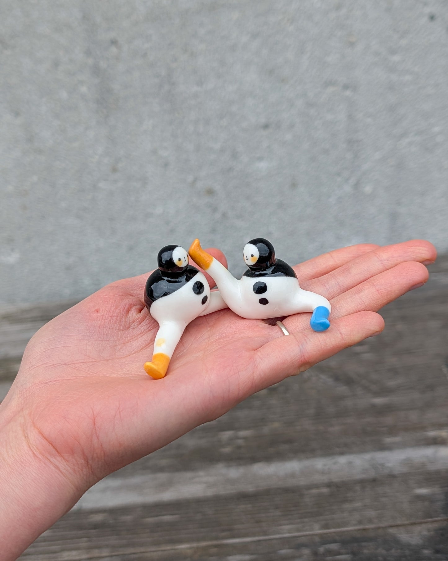 goatPIERROT Ceramic Art Toy [Classic Tinybirdman Duo, 1.25" tall,  Minor Flaws Collection,