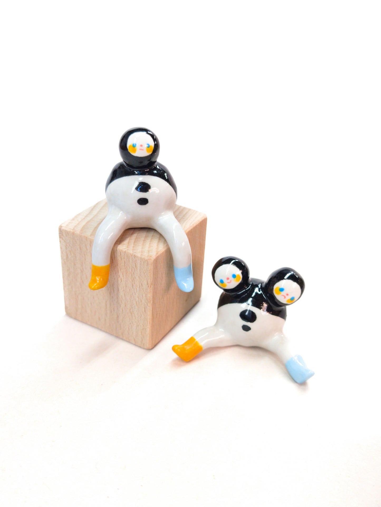 goatPIERROT Ceramic Art Toy [Classic Tinybirdman, Two-Headed]