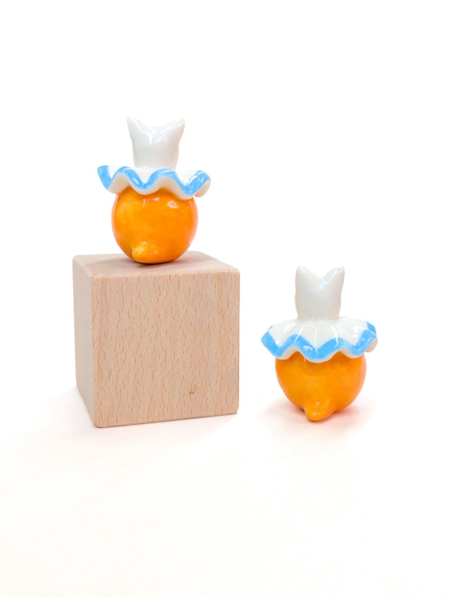 goatPIERROT Ceramic Art Toy [Cat Pierrots in Orange and Blue]