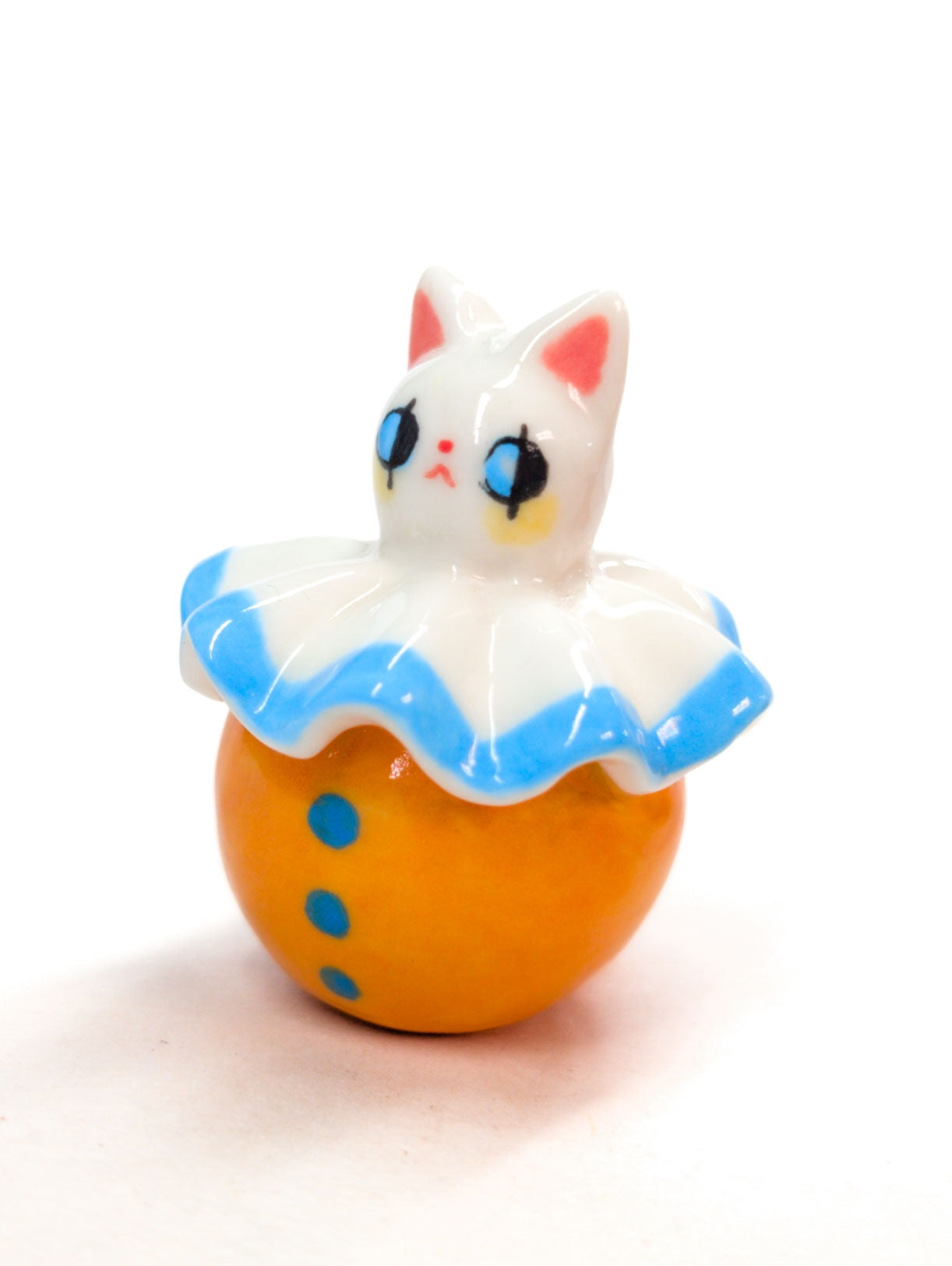 goatPIERROT Ceramic Art Toy [Cat Pierrots in Orange and Blue]